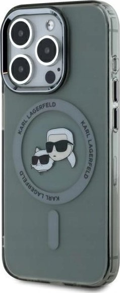 Maskë telefoni Karl Lagerfeld IML Metal Karl &amp; Choupette Head, për iPhone 15 Pro Max, MagSafe