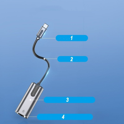Адаптер USB C во RJ 45 Gigabit Ethernet, 0.15m, сив