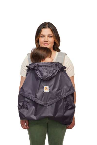 Mbulesë shiu për mbajtëse të bebes Ergobaby Rain & Wind Cover, e papërshkueshme nga uji, me kapuç, gri e errët
