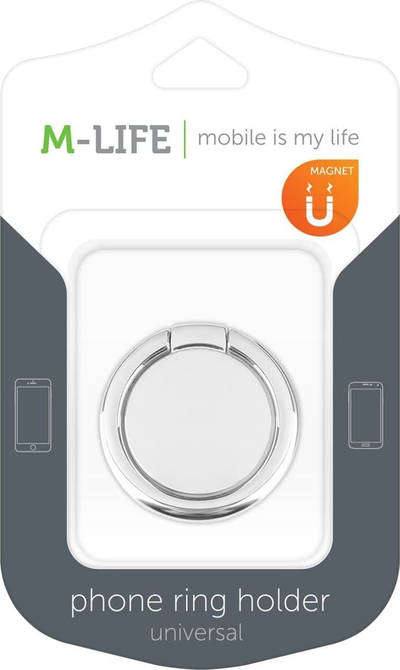 Mbajtëse unazë telefoni M-LIFE ML0711S, universale, magnetike, argjend
