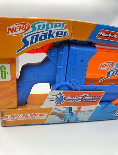Pistoletë uji Nerf Super Soaker Flip Fill, 887 ml, 4 mënyra spërkatjeje, blu portokalli