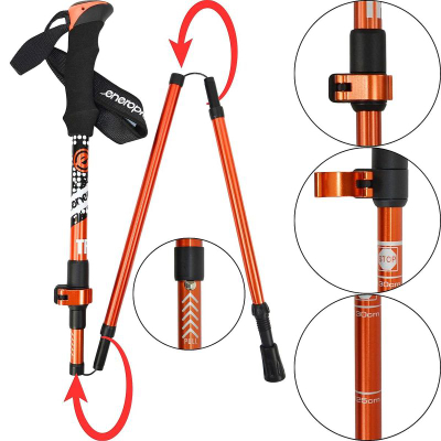 Shkopinj Nordic Walking Enero Pro Trip W, teleskopik, me çantë për t’i mbajtur, portokalli