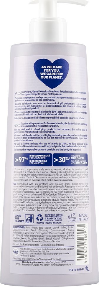 Shampo Alama No Yellow, për flokë bjonde, me pigment vjollcë, 500 ml
