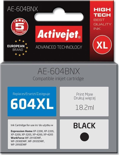 Kartushë boje Activejet AE-604BNX, në vend të Epson 604XL, 18.2ml, e zezë