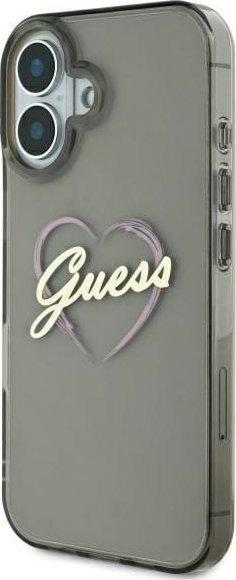 Maskë telefoni Guess GUHCP16SHCHGSPK për iPhone 16 6.1", hardcase IML me zemër, e zezë