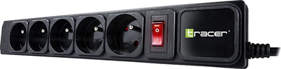 Listë zgjatëse Tracer PowerGear, 5 priza, kabllo 1.5m, e zezë