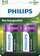 Bateri të rimbushshme Philips R20B2A300 Type D, 3000mAh, 1.2V, paketim 2 copë