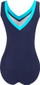 Rrobë banjo njëpjesëshe për gra Crowell Angie W, dekolte V, UPF 50+, blu navy