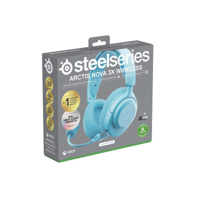 Kufje gaming SteelSeries Arctis Nova 3X Wireless, pa kabllo, për Xbox dhe PC, ngjyrë aqua