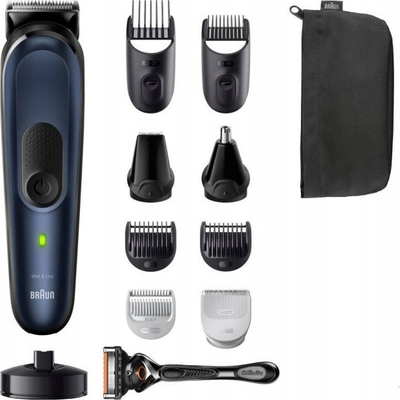 Trimer Braun Series 7 MGK7410, 10 në 1, për tharë e për dush, blu me të zezë