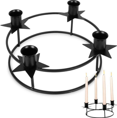Mbajtës qirinjsh Home Styling Collection Advent, metal, për 4 qirinj, 25 cm, i zi