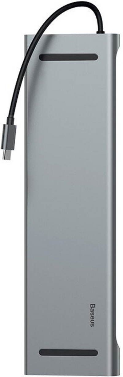 Stacion docking BASEUS USB-C, USB-C PD, 3xUSB 3.0, 2xHDMI, VGA, RJ45, 3,5mm Jack,i hirtë