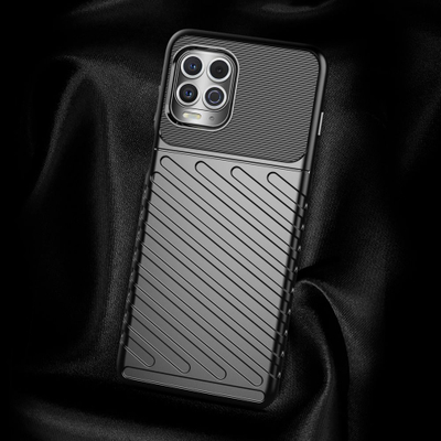 Këllëf telefoni Hurtel Thunder Case për Motorola Moto G100 Edge S, gomë TPU e butë, mbrojtje e fortë, i zi