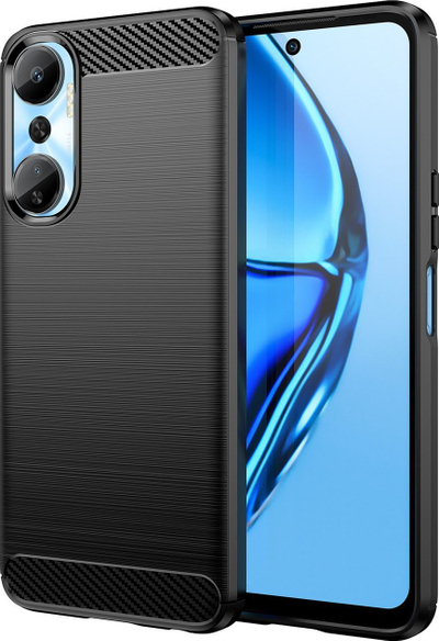 Mbrojtëse telefoni Hurtel Carbon Case për Infinix Hot 20, silikon i butë, efekt karboni, e zezë