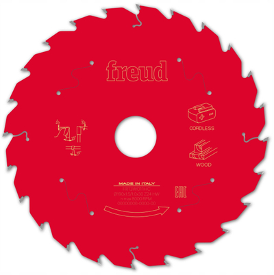 Teh rrethor për dru Freud F03FS10058, 190mm, 24 dhëmbë, gri