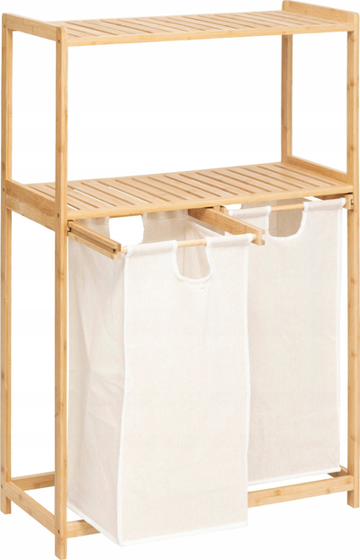 Raft buke Bamboo Tidy Box, 72 x 33 x 109 cm, 2 shporta, bezhë