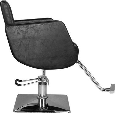 Karrige parukerie Hair System SM376, tapiceri nga eko lëkurë, bazë kromi, e zezë