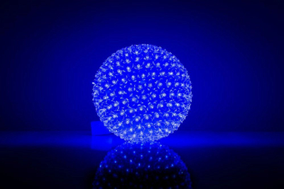 Top dekorativ me LED iLike Lighting Sphere with flowers 466, 300 LED, 25cm, blu