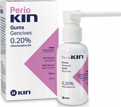 Орален спреј Kin PerioKin Gums, 0.20% хлорхексидин, 40 ml, со нане