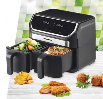Fritezë me ajër të nxehtë Heinner Double Master HAF-KDB1700BK, 8.5L, 1700W, e zezë