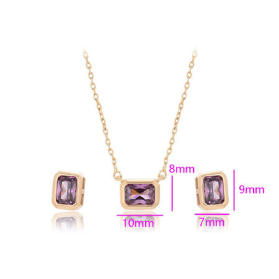 Set qafore dhe vathë elegant me gurë vjollcë, të praruar në arë 18k