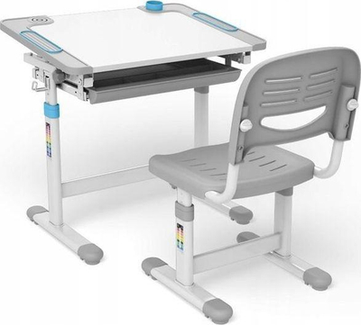 Tavolinë dhe karrige Ergooffice.eu, 66.4 cm x 50.5 cm, e hirtë / e kaltër