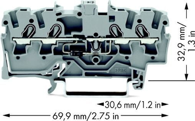 Bllok terminali Wago 2002-1411, 4 përçues, 2.5mm², gri