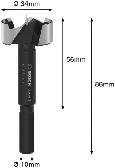 Фреза Форстнер Bosch 2608901836, 34mm, должина 88mm