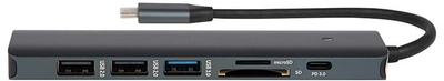 Hub USB Blow HC703 7 në 1, USB C, HDMI 4K, gri