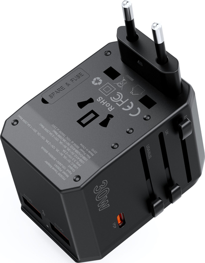 Karikues udhëtimi ChoeTech PD30W, USB C PD, 2x USB A, 30W, i zi