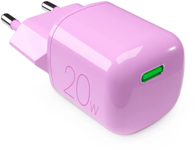 Полнач USB Type C Puro MINIPRO, 20W GaN, брзо полнење, розева