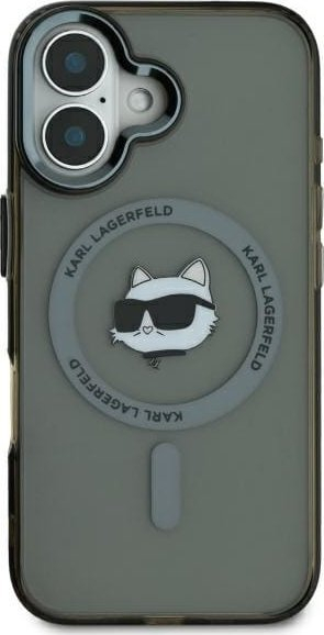 Maskë telefoni Karl Lagerfeld KLHMP16SHLSCHK, për iPhone 16 6.1", hardcase, e zezë