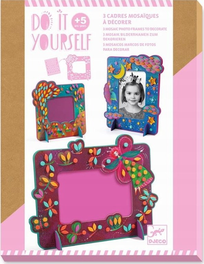 Set kornizash mozaik për fëmijë Djeco Do It Yourself, 3 korniza, 10x15 cm, shumëngjyrëshe