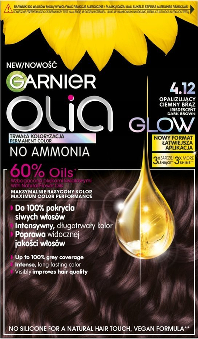 Bojë flokësh Garnier Olia 4.12, kafe e zezë