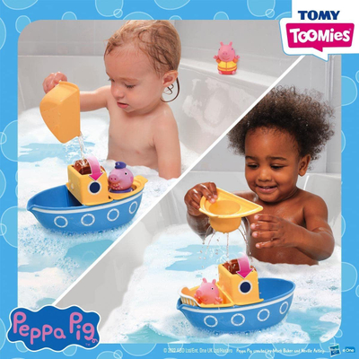 Set lodrash për banjo TOMY Toomies Peppa Pig, Varka e Gjyshit Pig Splash and Pour, 4 pjesë, për kalamaj 18m+