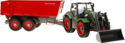 Lodër traktor me telekomandë RC Agrimotor, shkallë 1:28, me rimorkio, jeshil me të kuqe