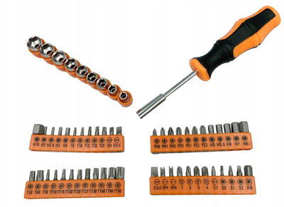 Set universal çelsash tubash edhe bitash, 9 copë 1/4", 48 bite, argjendtë