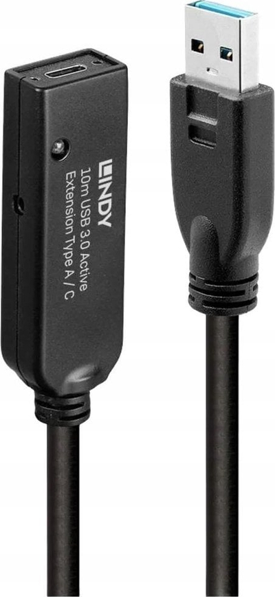 Kabllo zgjatuese USB 3.0 Lindy, 10m, Type A në USB C, e zezë