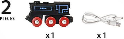 Локомотива играчка Brio со полнење преку USB 33596, електрична, црно-црвена