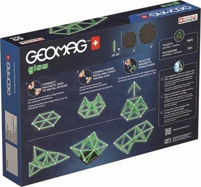 Set konstruktiv magnetik Geomag Glow 60, 60 copa, jeshil