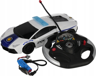 Makina policie me telekomandë Mega Creative Police Car, shkalla 1:16, drita dhe zë, e bardhë