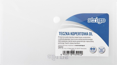 Dosje plastike STRIGO DL, horizontale, transparente