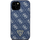 Husë Guess 4G Triangle Metal Logo për iPhone 15 Plus 14 Plus, lëkurë ekologjike, blu
