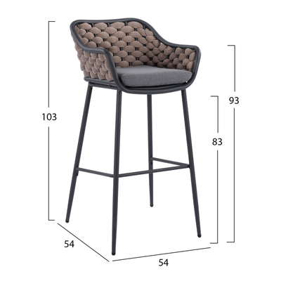 Karrige bar KADE HM5715, kornizë metalike, 54x54x103 cm, bezhë