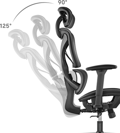 Karrige zyre ergonomike Mozos Ergo R, rrjetë që merr frymë, mbështetje mesi, e zezë