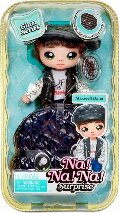 Kukull pelushi Na Na Na Surprise Maxwell Dane, Glam Series, me aksesore, e zeze
