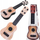 Kitarë lodër mini ukulele, 25 cm, plastike, ngjyrë dru natyral