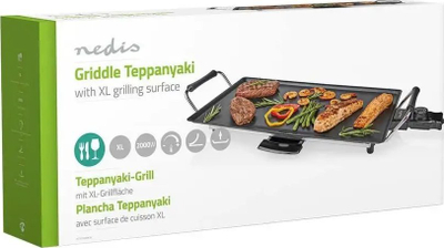 Grill elektrik tavoline Nedis Teppanyaki, 47.5cm x 26.5cm, me veshje jo ngjitëse, ngjyrë e zezë