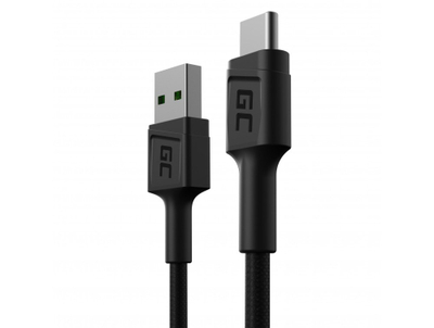 Kabllo Green Cell USB-A me USB-C, 0.3m, e zezë
