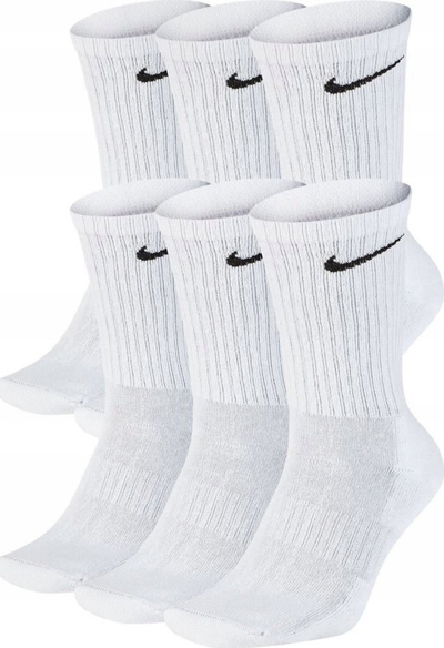 Çorape Nike Everyday Plus Cush SX6897, set me 6 palë, të gjata, të bardha